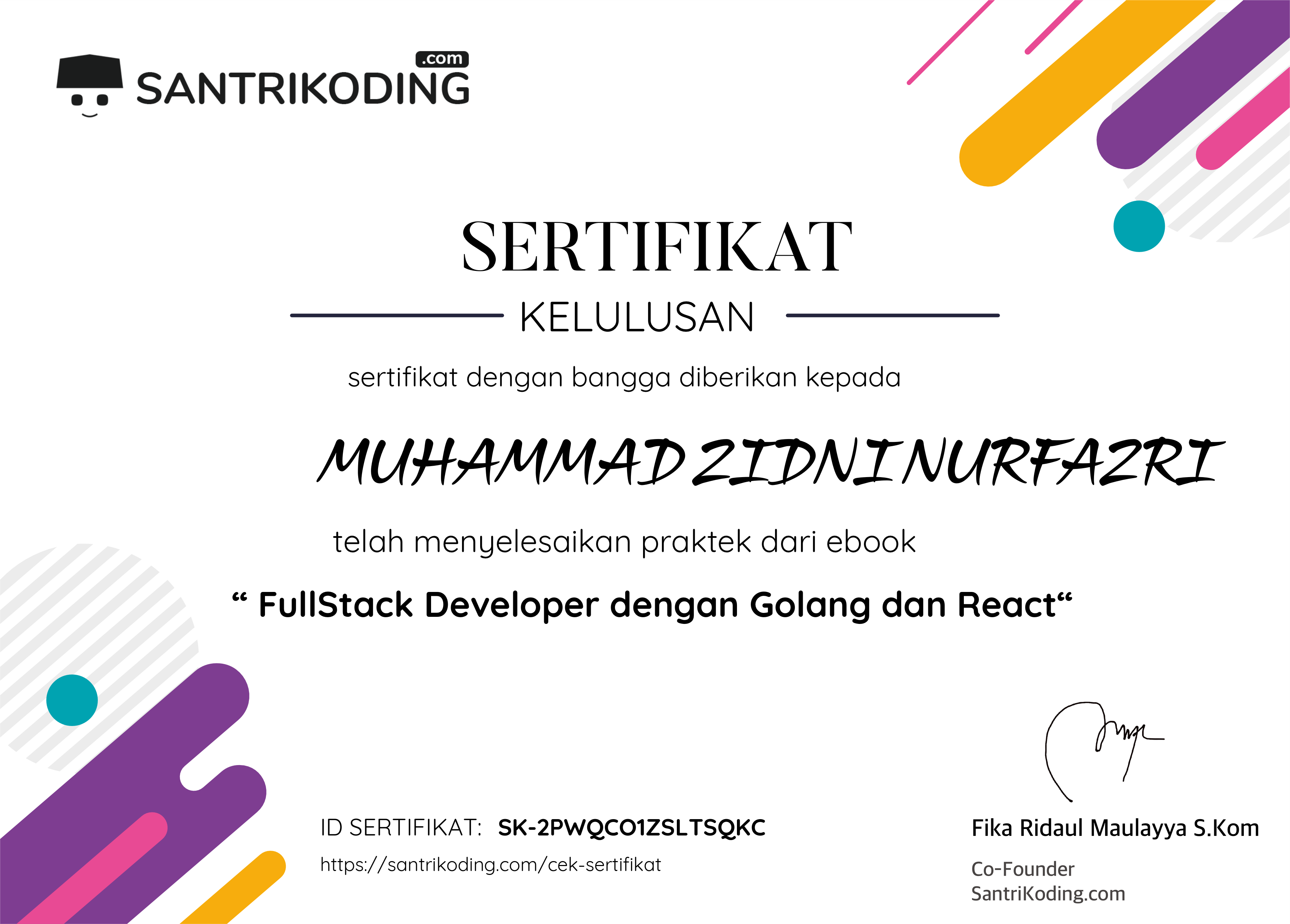 Sertifikat SK-2PWQCO1ZSLTSQKC