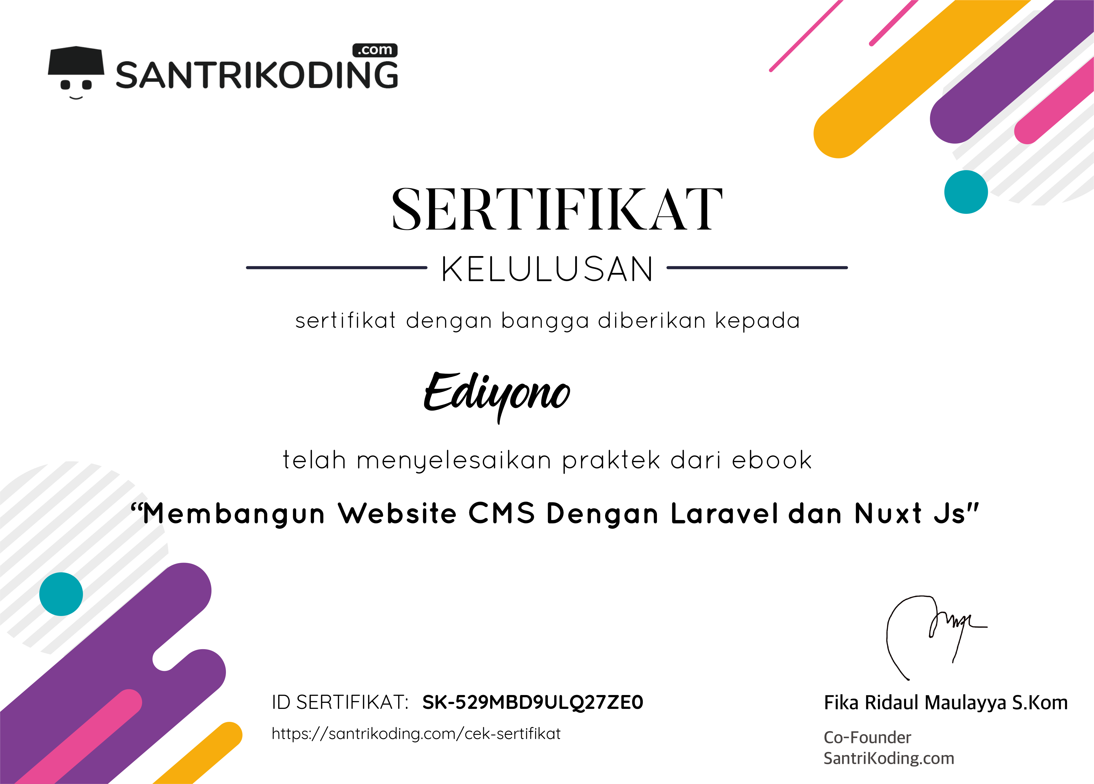 Sertifikat SK-529MBD9ULQ27ZE0