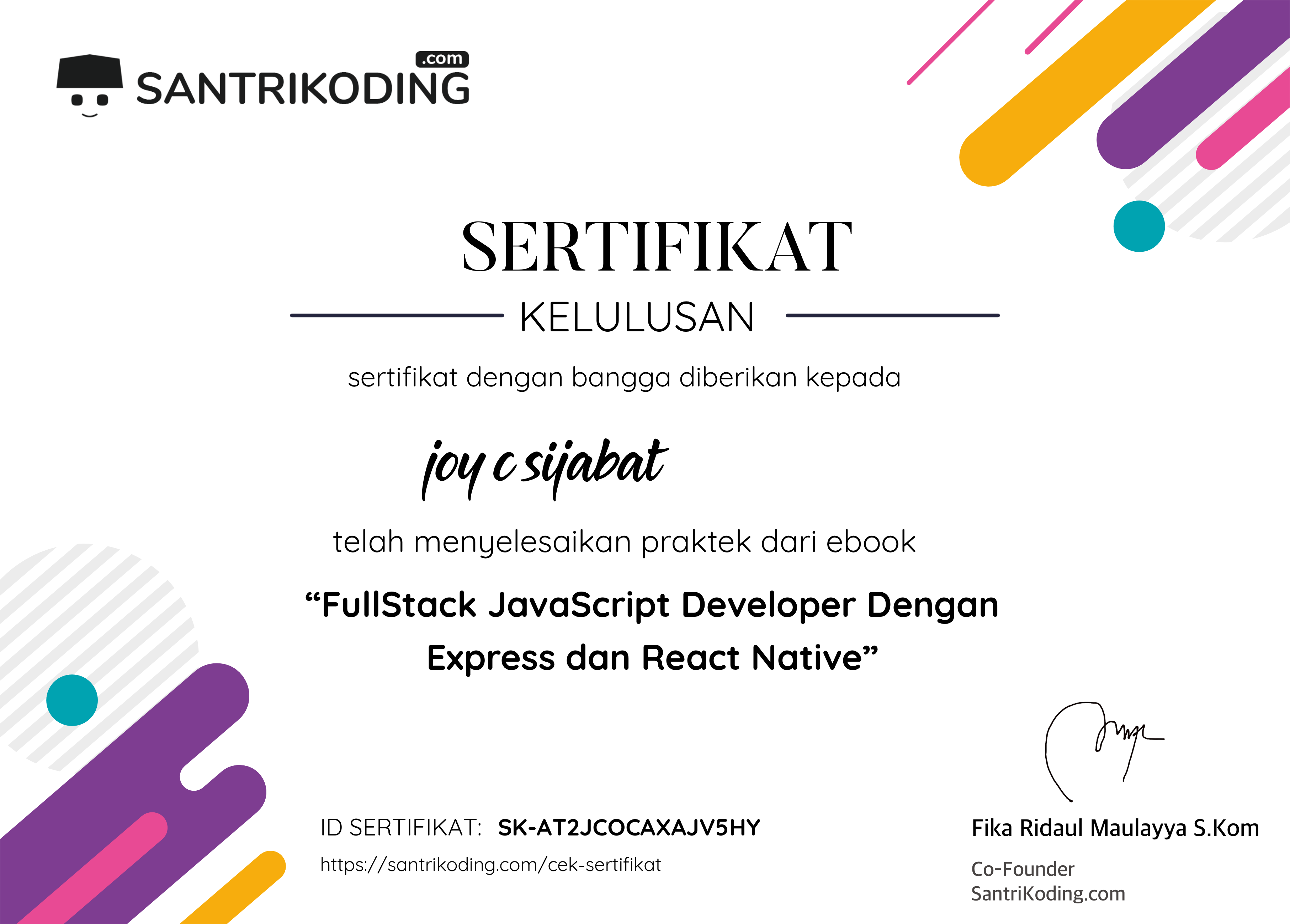 Sertifikat SK-AT2JCOCAXAJV5HY