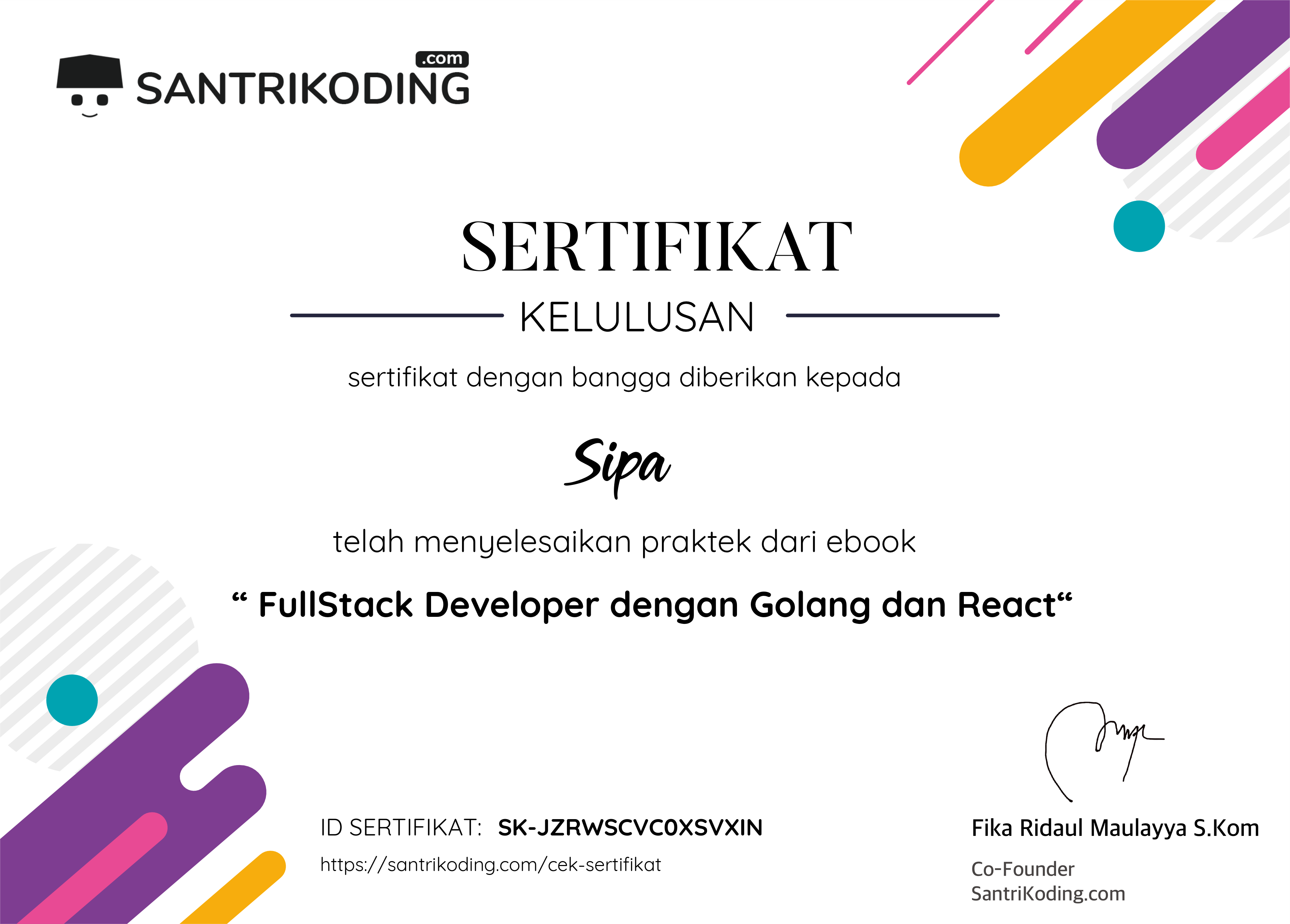 Sertifikat SK-JZRWSCVC0XSVXIN