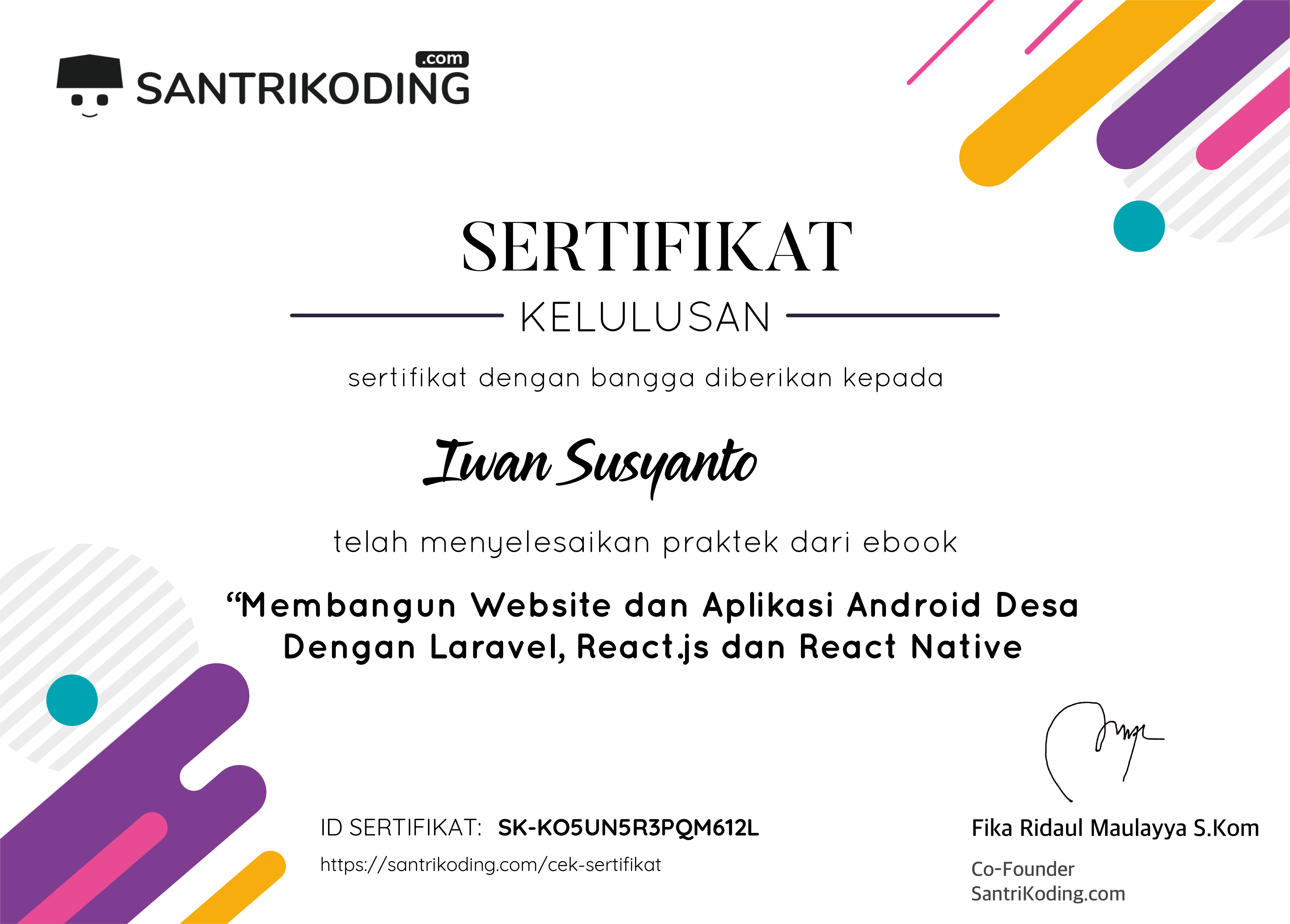 Sertifikat SK-KO5UN5R3PQM612L