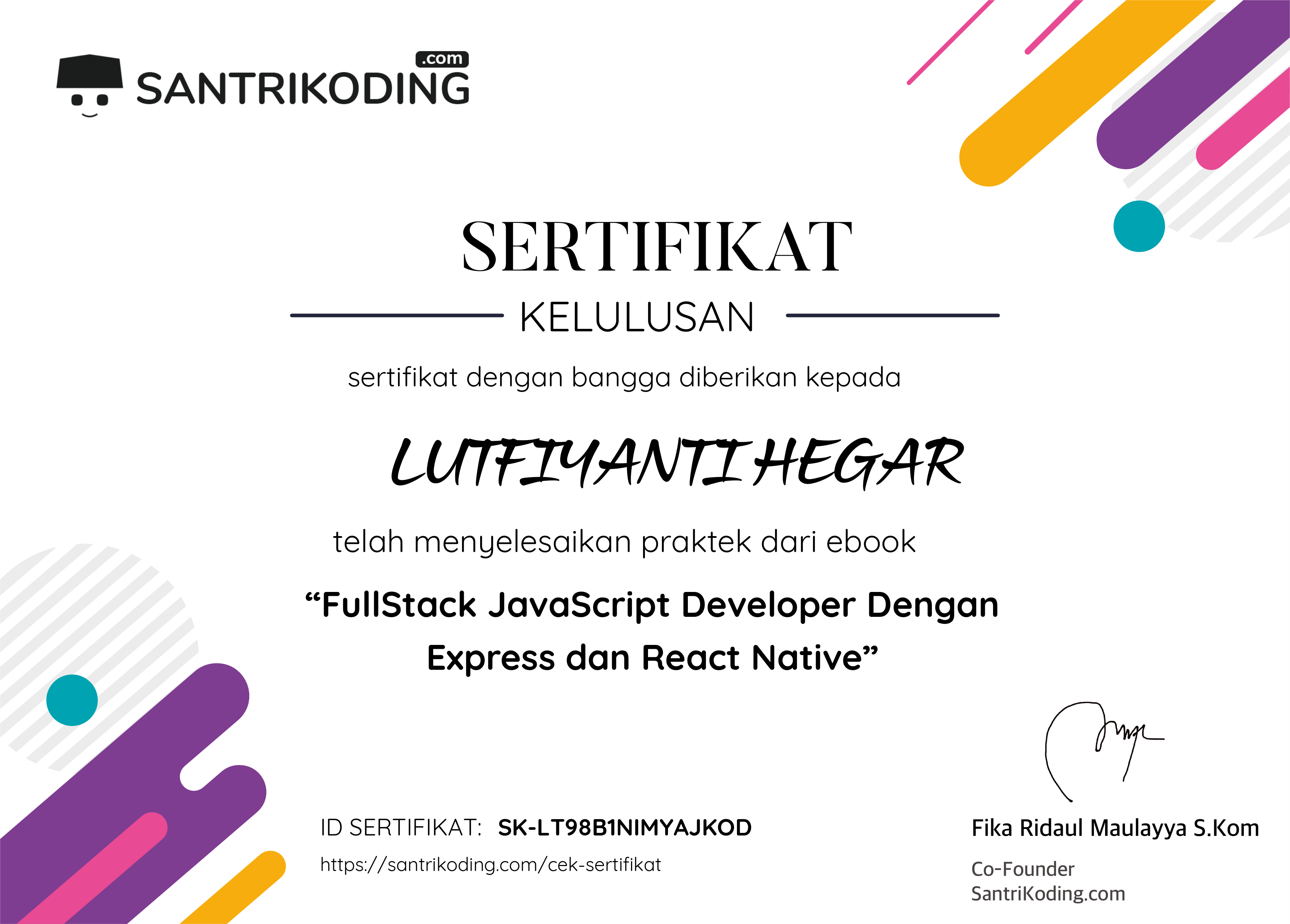 Sertifikat SK-LT98B1NIMYAJKOD