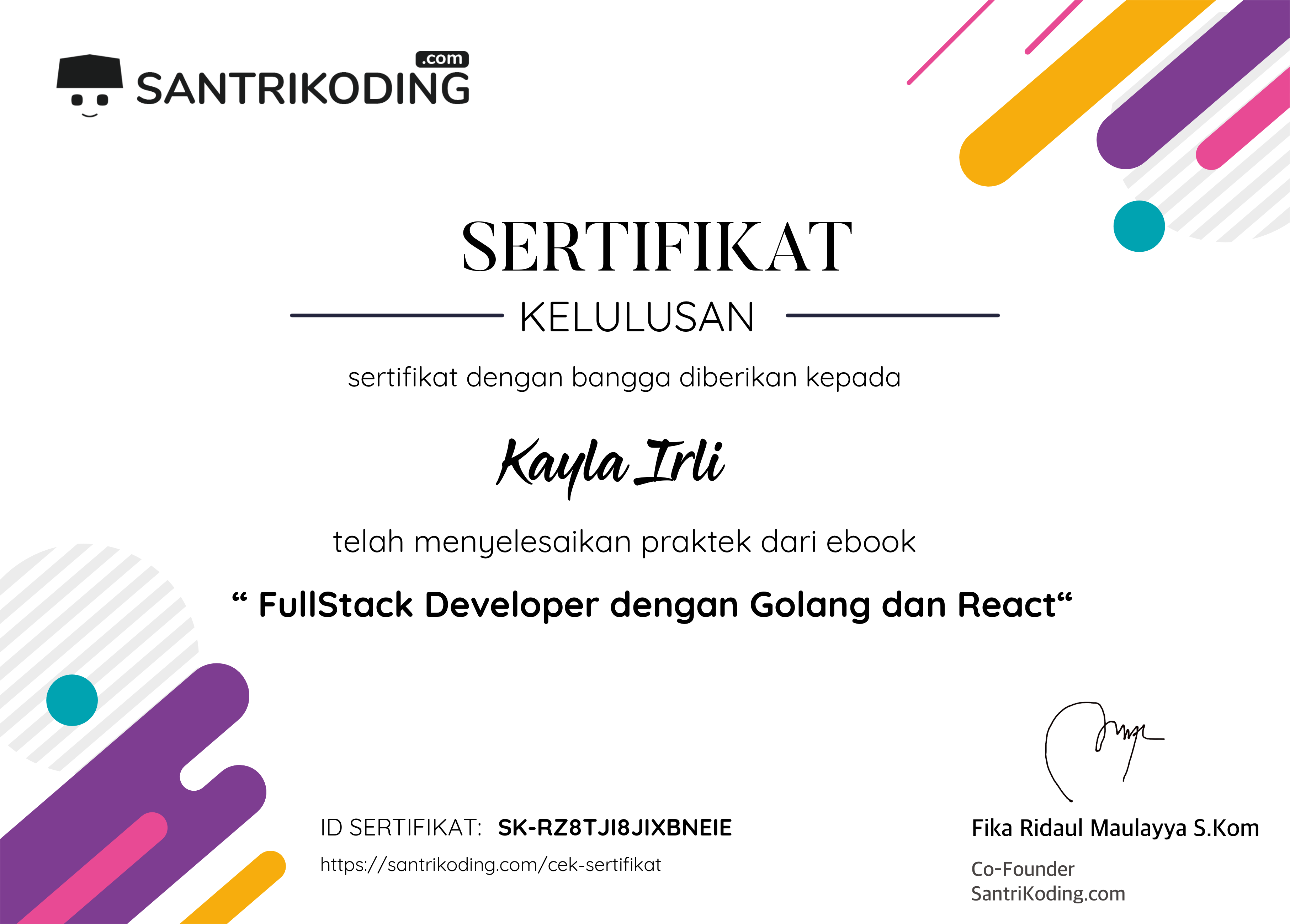 Sertifikat SK-RZ8TJI8JIXBNEIE