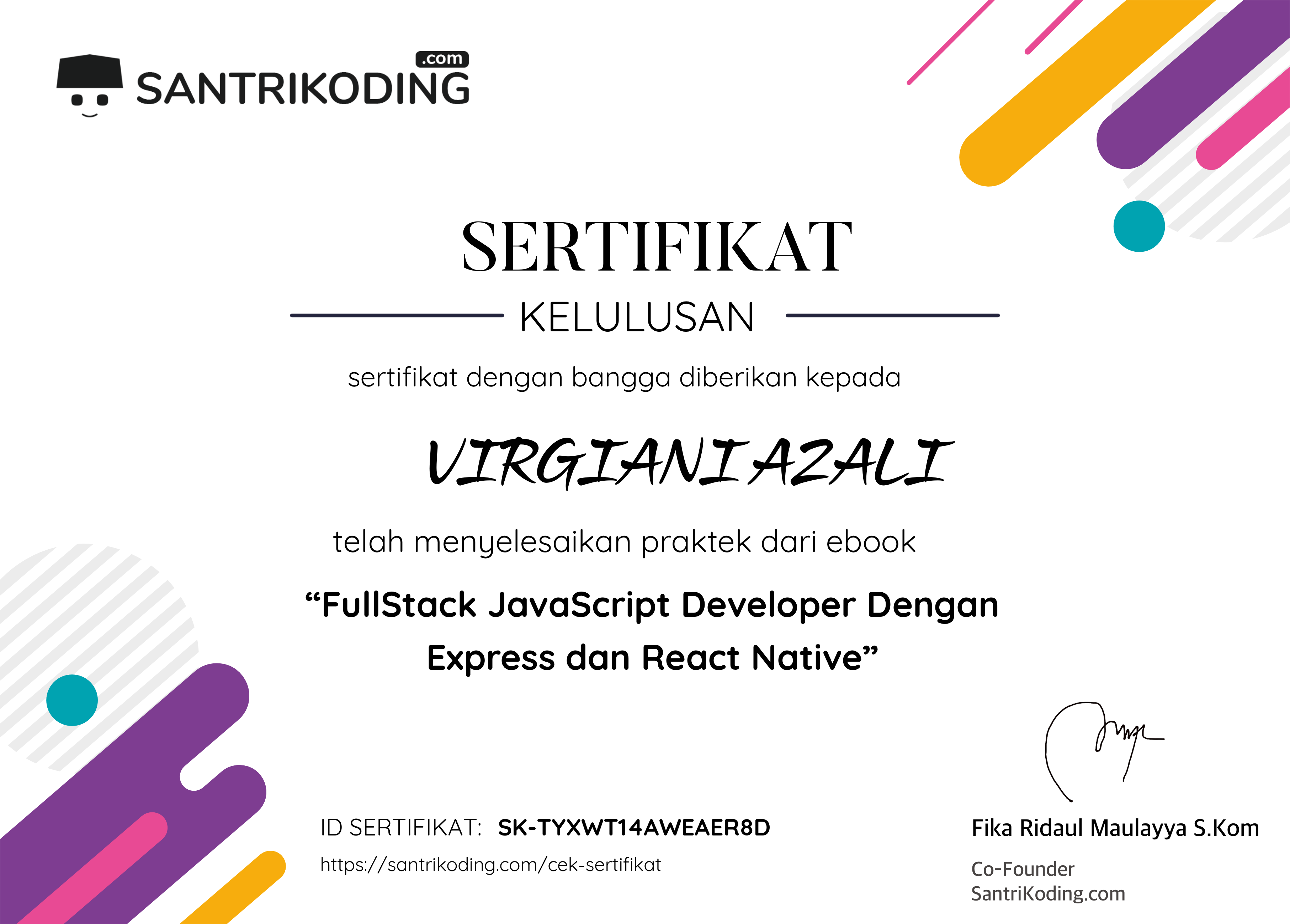 Sertifikat SK-TYXWT14AWEAER8D