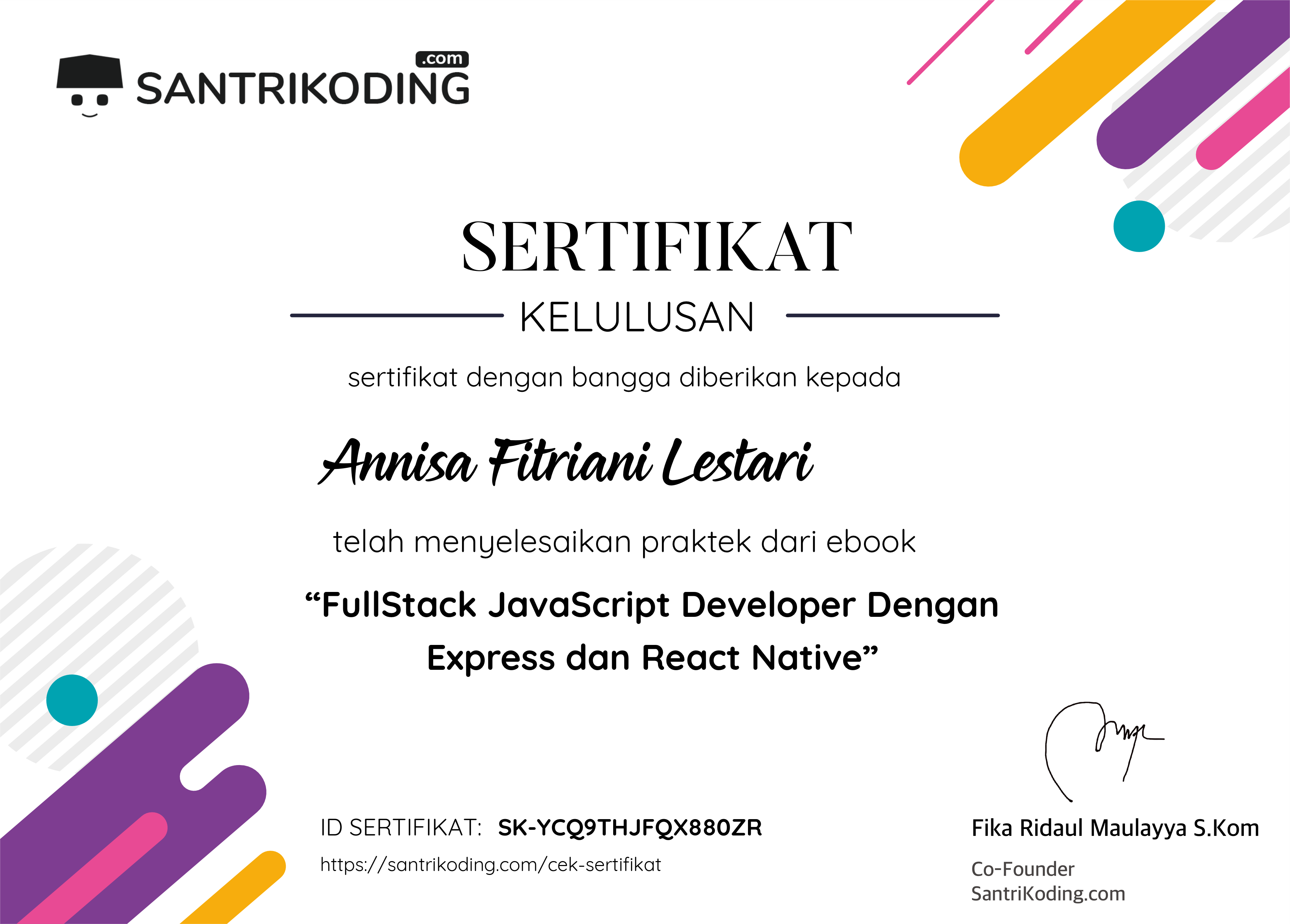 Sertifikat SK-YCQ9THJFQX880ZR