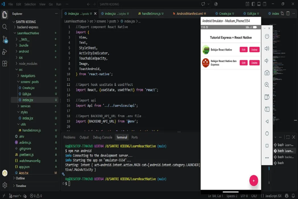 Aplikasi Fullstack CRUD Posts - React Native & Express.js