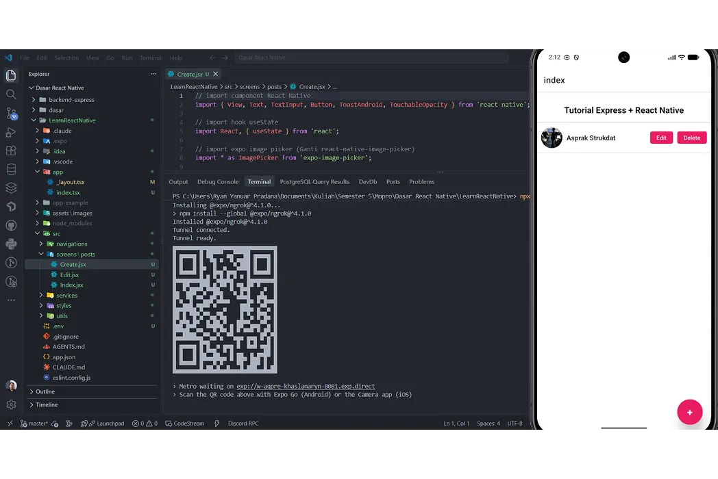 Project CRUD Sederhana Menggunakan React Native dan Express